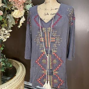 POL embellished tunic BoHo grey size medium